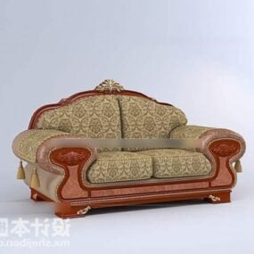 Russian Double Sofa Wood Furniture 3d model