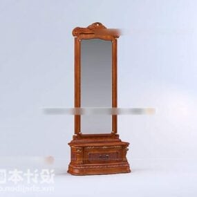 Modello 3d con cornice in legno a specchio di altezza