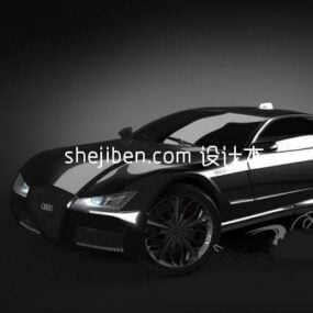 Audi Sedan Car Black Painted 3d model