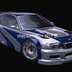 Bmw Racing Car Blue Painted 3d model