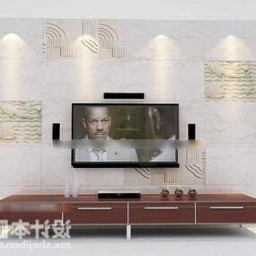 Ściana w tle telewizora z dekoracją oświetleniową Model 3D