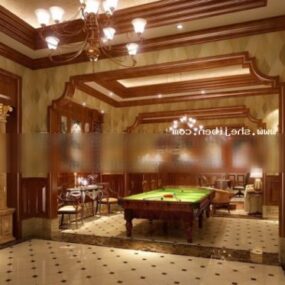 Classic Entertainment Room With Billiard Table 3d model