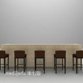 Stone Bar Table Chair 3d model