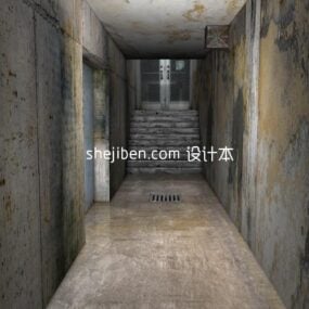 Modello 3d del vecchio corridoio seminterrato