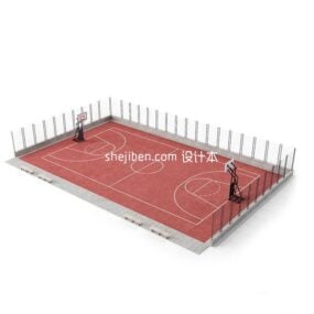 3D-Modell des Outdoor-Sport-Basketballplatzes