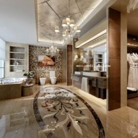 Luxury Marble Bathroom Interior Scene 3d model