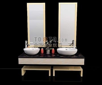 Badezimmer-Doppelspiegel mit Schreibtisch