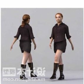 Piękna dziewczyna w czarnej modzie Model 3D