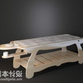 3д модель деревянной массажной кровати с мебелью