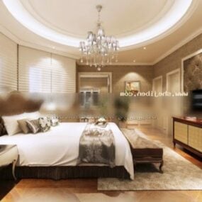 Bedroom With Round Ceiling Interior Scene 3d model