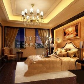 Bedroom Hotel Style 3d model