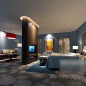 Bedroom With Tv Cabinet Interior Scene 3d model
