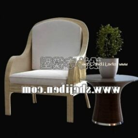 サイドコーヒーテーブルと椅子3Dモデル