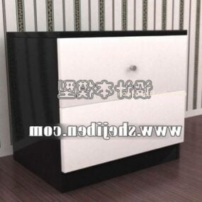 Mesa de cabeceira em Mdf marrom branco modelo 3d