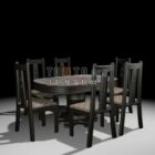 Black Round Dining Table Wood Chair