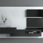 أسود أبيض غرفة المعيشة الحديثة جدار التلفزيون
