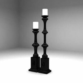 Black Iron Carving Candlestick 3d model