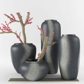 ハンドル付き石の花瓶3Dモデル