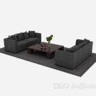 Black classic modern sofa combination 3d model .