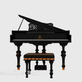 Mô hình 3d đàn piano cổ điển màu đen