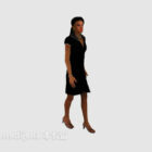 Black dressed woman max character 3d model .