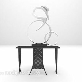Černý vstupní stůl minimalistický s uměleckým 3D modelem