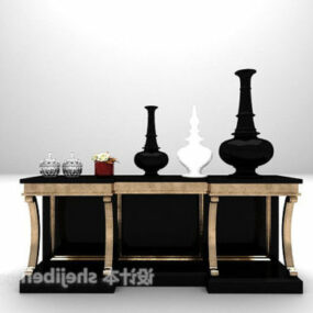 שולחן כניסה קלאסי שחור דגם תלת מימד