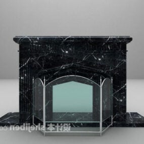 Black Marble Fireplace 3d model