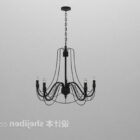 Black iron arc chandelier 3d model ed.