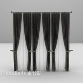 Black Modern Curtain Two Layers 3d model