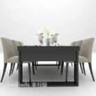 Combinación de sillas de tela de mesa de comedor negra