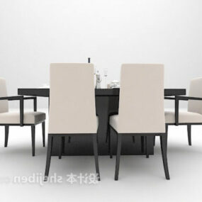 Black Table With High Back Chair 3d model