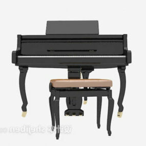 Black Piano Set 3d model