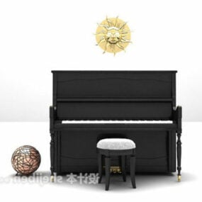 Black Piano Upright 3d model