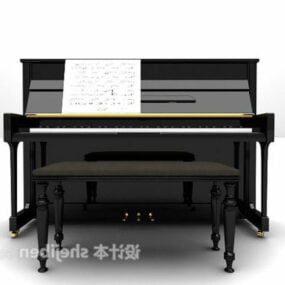 Black Grand Piano Concert Instrument 3d model