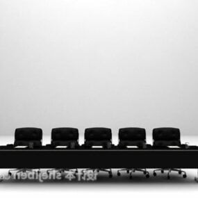 דגם תלת מימד של שולחן ועידות בשורה אחת שחורה