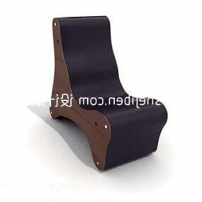 Silla curvada de madera maciza negra modelo 3d