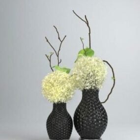 Black Vase Flower 3d model