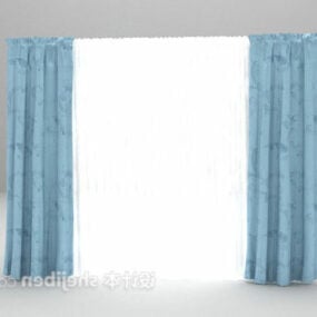 3д модель синей тканевой шторы винтаж
