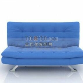 Μπλε Διπλός Καναπές με ταπετσαρία 3d μοντέλο