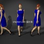 Blue ordinary female human body 3d model .