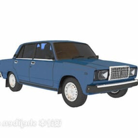 Blauw geschilderd retro auto 3D-model