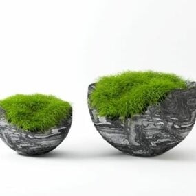 Bonsai Plant Concrete Vase 3d model