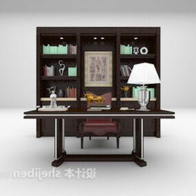 Bookcase With Table Combination 3d model