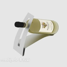Пляшка вина з підставкою з нержавіючої сталі 3d модель