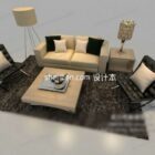 Bright warm modern minimalist style sofa combination 3d model .