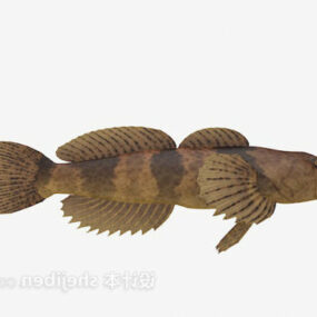 Model 3D brązowej brzydkiej ryby