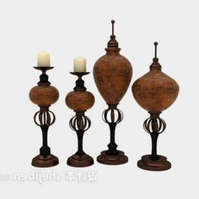 Brown Candlestick Decorative 3d model