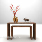 Brown Console Table With Pot