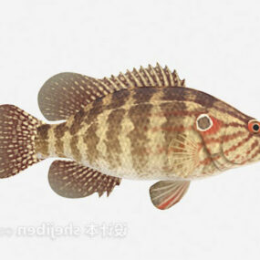 Modelo 3d de pez de patrón marrón